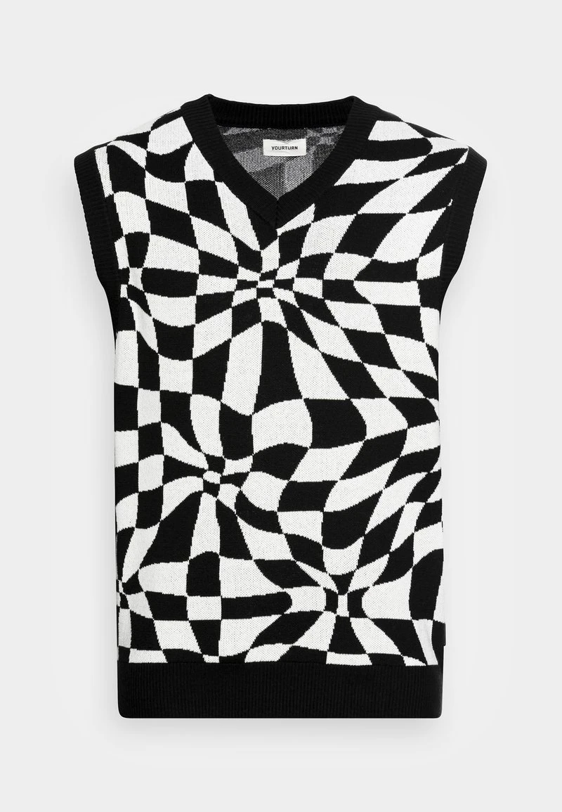 YOURTURN DISTORTED CHECK VEST UNISEX - Strickpullover - Black/white 6 YOURTURN DISTORTED CHECK VEST UNISEX - Strickpullover - Black/white – Bild 4