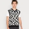 YOURTURN DISTORTED CHECK VEST UNISEX - Strickpullover - Black/white -Mode Verkauf 4d3629648aaa4181ae015c59722586b8
